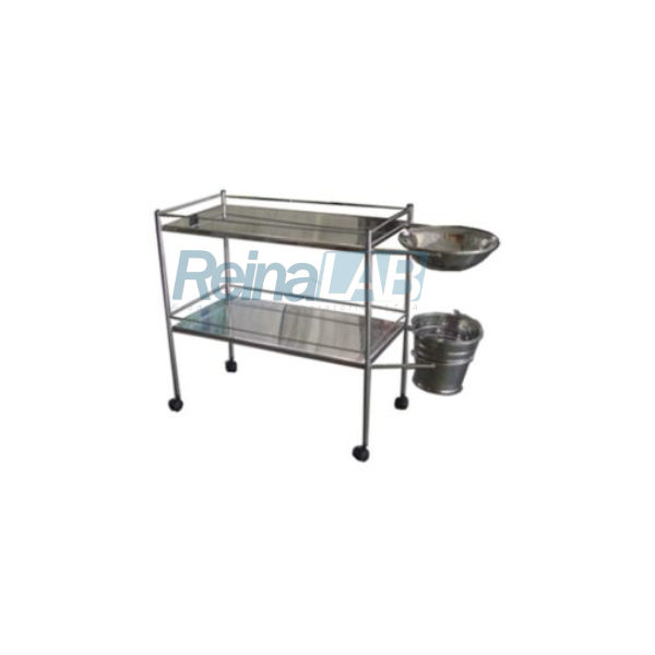 Carro Curativo em inox com balde e bacia 40 x 80 x 80 cm