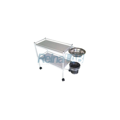 Carro Curativo esmaltado com balde e bacia inox