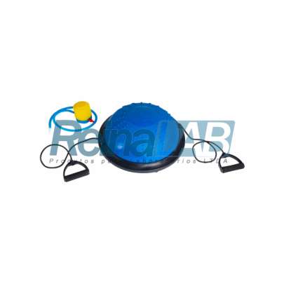 Bola Bosu (Meia Bola/ Bosu Ball/ Balance Dome) com Alças/ Bomba Extensor - Sup. Até 100kg.