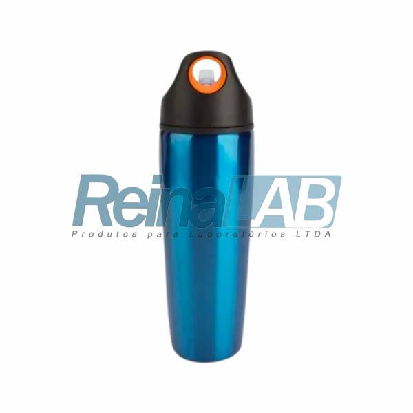Squeeze em Inox com Bico Ajustável Cor Azul - Cap. 900ml.