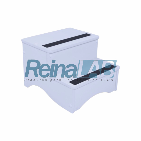 Escada Auxiliar em MDF Branco com 2 Degraus e Fita Antiderrapante
