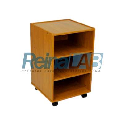 Mesa Auxiliar em MDF Marrom Bella com 3 Prateleiras