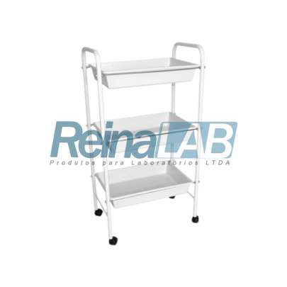 Mesa Auxiliar Tubular com 3 Bandejas e Alças