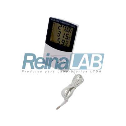 Termo-Higrômetro Digital com Temperatura Interna (-0ºc +50ºc)/ Externa (-50ºc +70ºc) Máxima/ Mínima e 3 Linhas de Leitura