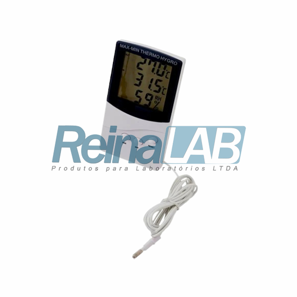 Termo-Higrômetro Digital com Temperatura Interna (-0ºc +50ºc)/ Externa (-50ºc +70ºc) Máxima/ Mínima e 3 Linhas de Leitura