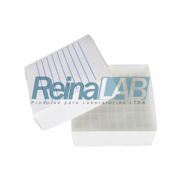 Caixa de Polipropileno (PP) para 81 Microtubos de 1,5ml a 2,0ml - Caixa com 10un.