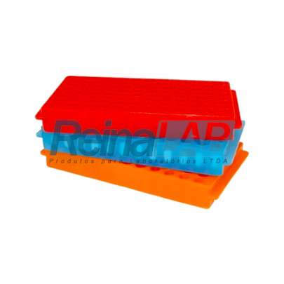 Estante/ Rack/ Suporte Dupla Face Vermelho para 96 Microtubos (Cada Lado) (Tubos Criogênicos 1,5ml a 2ml)