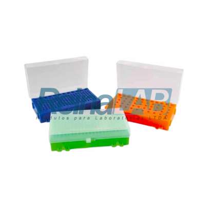 Estante/ Rack/ Suporte em (PP) Dupla Face para 12 Microtubos de PCR de 0,2 a 1,5ml.