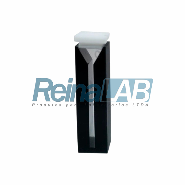 Semi Microcubeta de Quatzo 2 Faces Pretas - Caminho Óptico com Tampa PTFE (Teflon)