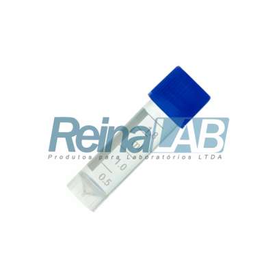 Tubo Criogênico em (PP) Azul Fundo Plano com Rosca Externa e Tampa - Cap. 2ml - Pacote com 100un.