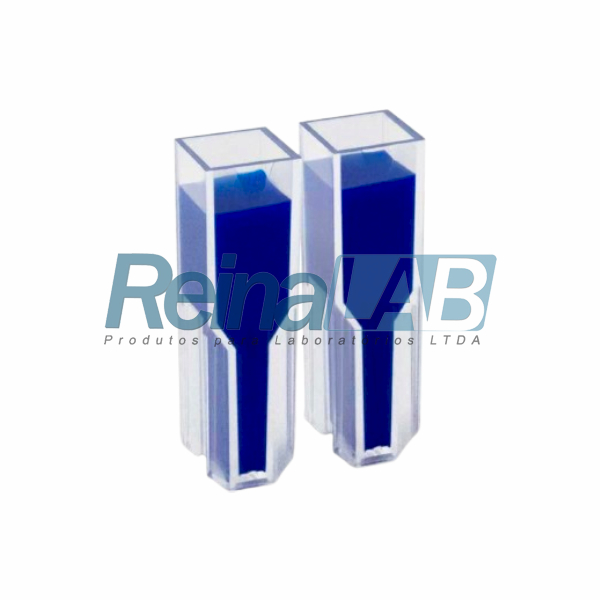 Cubeta de (PS) 2 Faces Polidas - Caminho Óptico 10mm sem Tampa (Descartável) - Vol. 1,5ml - Caixa com 100un.