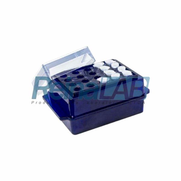 Estante/ Rack/ Suporte em (PC) Termoestável Dupla Face para 20 Tubos de 2 e 20 de 0,5ml.