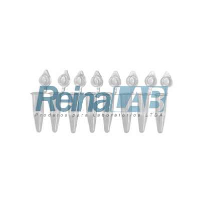 Microtubo de PCR em (PP) Fundo Cônico em Tira com 8un e Tampa Domed - Cap.200ul.