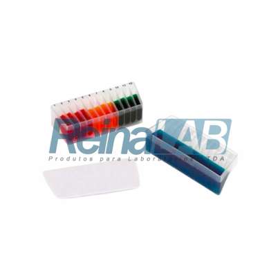 Reservatório para Soluções Dupla Face - Cap. para 50ml (lado 02) e 12 Poços de 5ml.