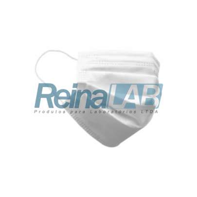 Máscara Tripla Cirúrgica Descartável Branca em TNT com Elástico e Clip - Pacote com 50un.